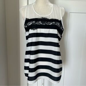 Charming Charlie Stripe Lace Sleeveless Tank Top